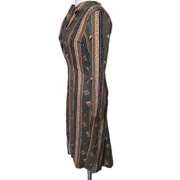 Vintage Niya Collection Tribal Aztec Print Dress Long Sleeve Asymmetrical Button - Picture 3 of 6